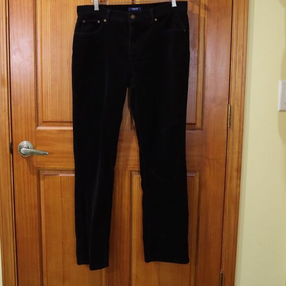 Chaps Dark Brown Corduroy Straight Leg Pants 12 - Picture 2 of 11